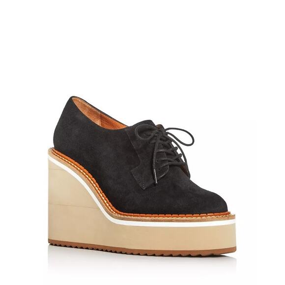 Robert Clergerie Bravo Black Suede Platform Wedge Oxfords Size 40 - Picture 1 of 7